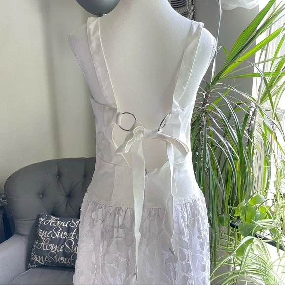 Anthropologie Pilcro Sleeveless Lace Drop Waist Midi Dress Ivory White NWT 8 - Picture 14 of 16